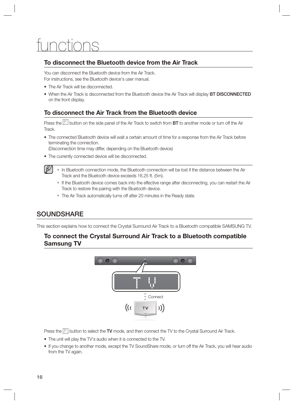 Soundshare, Functions | Samsung HW-F450-ZA User Manual | Page 16 / 25