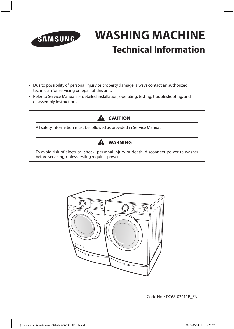 Samsung WF501ANW-XAA User Manual | 20 pages