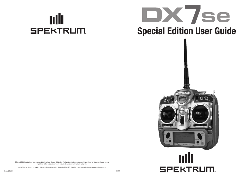 Spektrum SPM2731 DX7se User Manual | 2 pages | Also for: SPM27311 DX7se