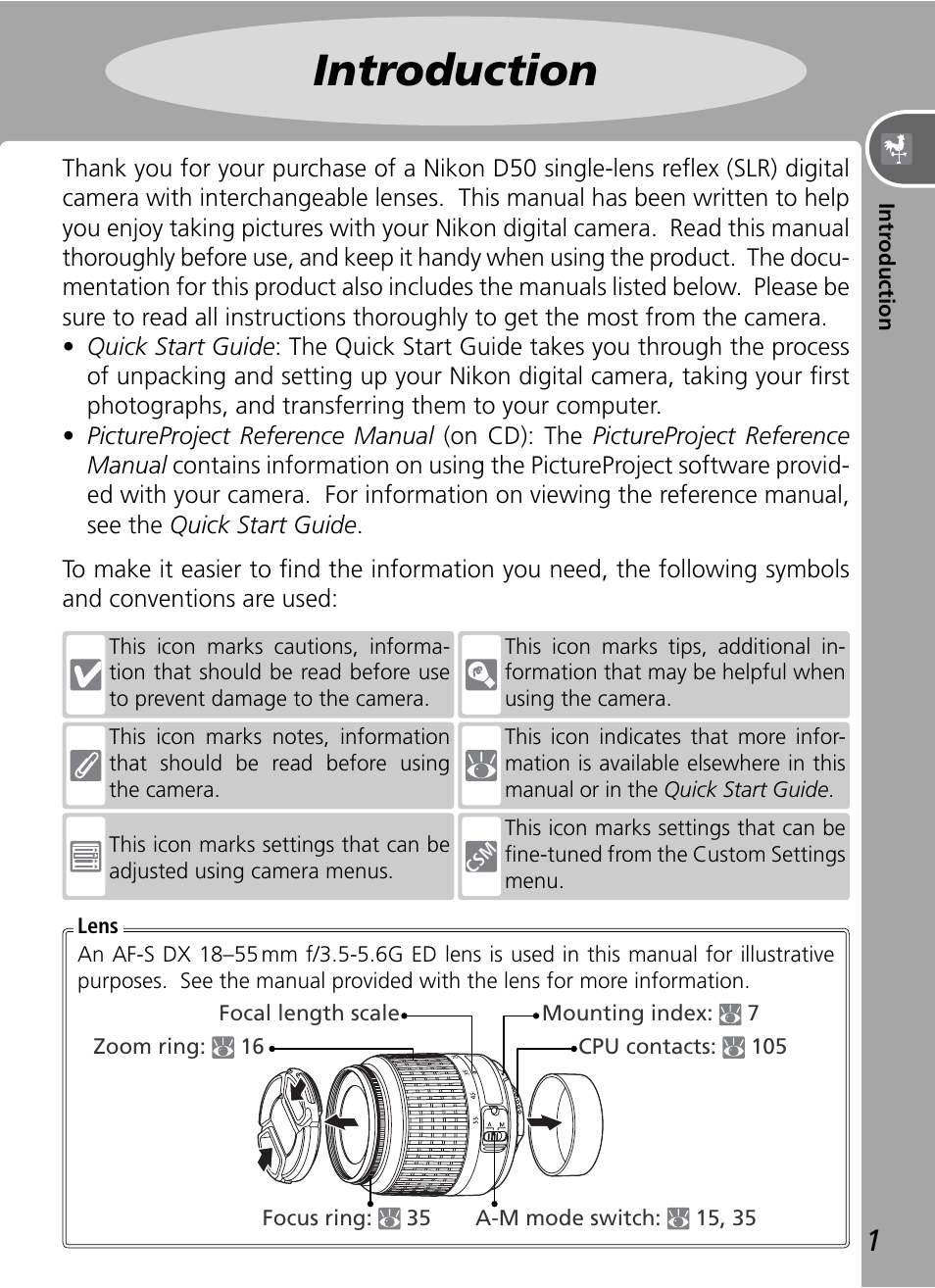 Introduction | Nikon D50 User Manual | Page 11 / 148