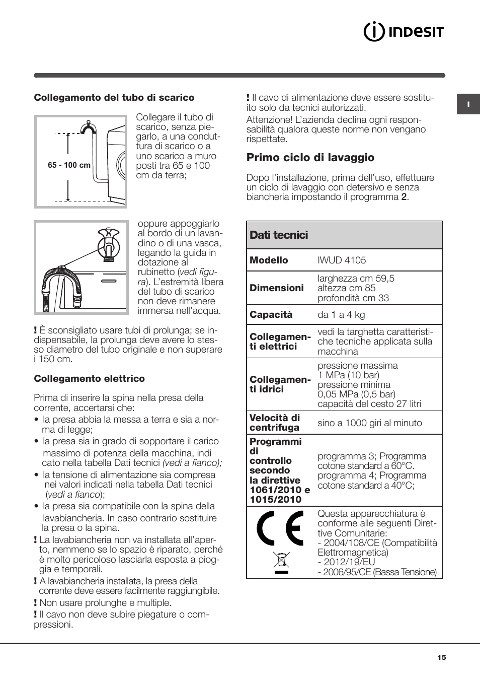 Indesit Iwde 7125 Washer Dryer User Manual