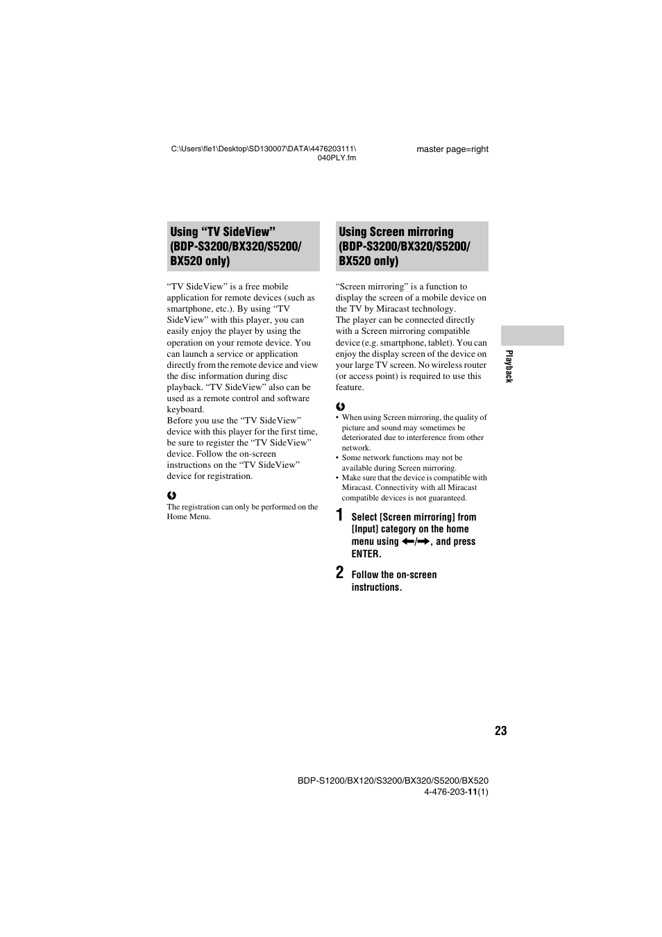 Sony BDP-S5200 User Manual | Page 23 / 48 | Also for: BDP-BX520, BDP
