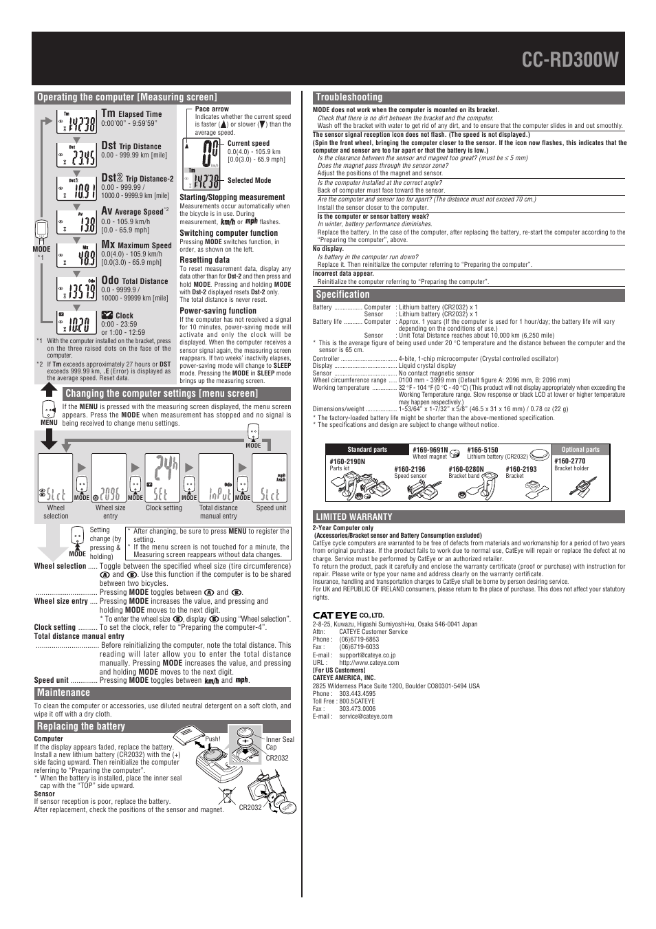 Cateye Strada Tire Size Chart