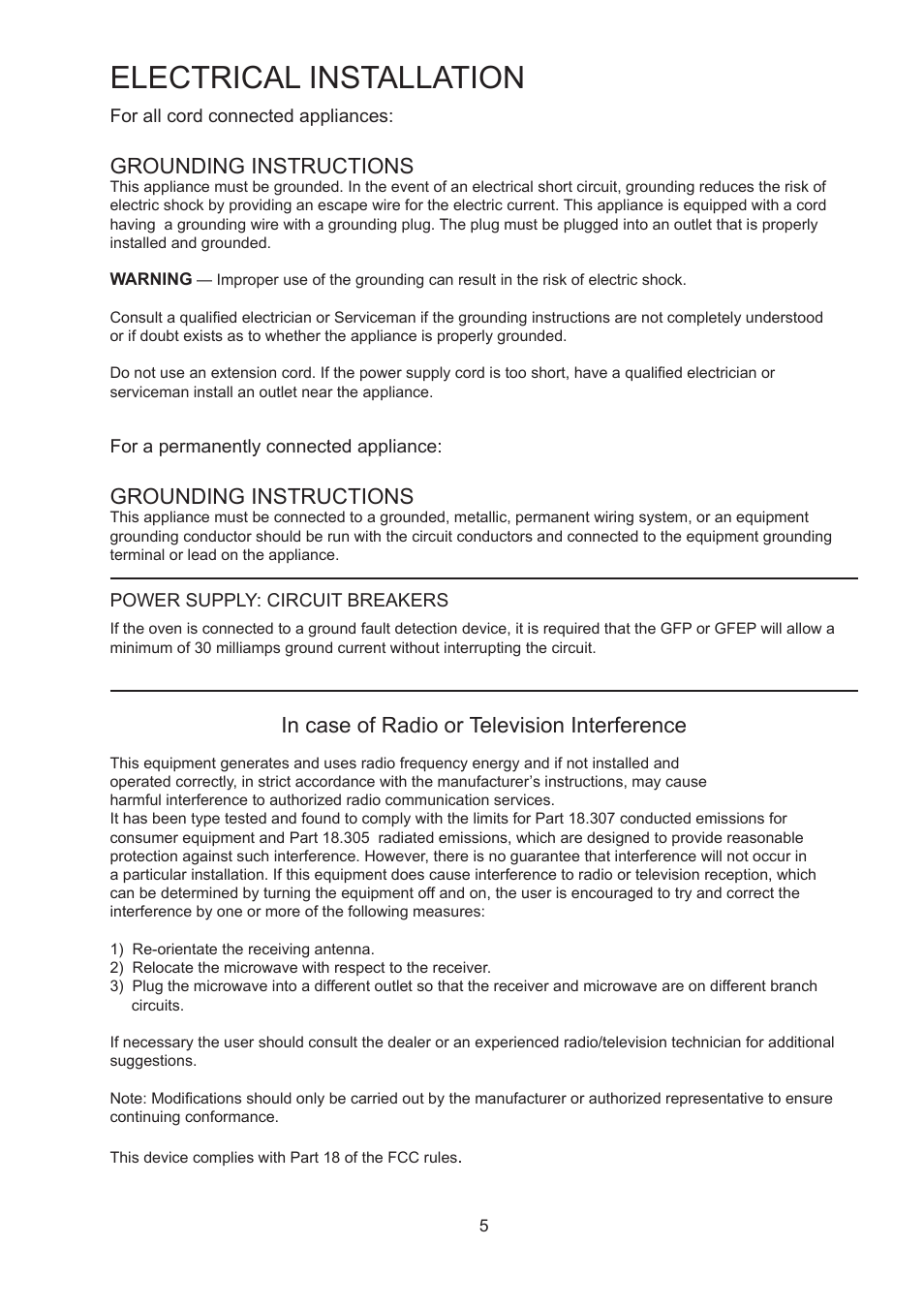Electrical installation, Grounding instructions | Merrychef 402s User