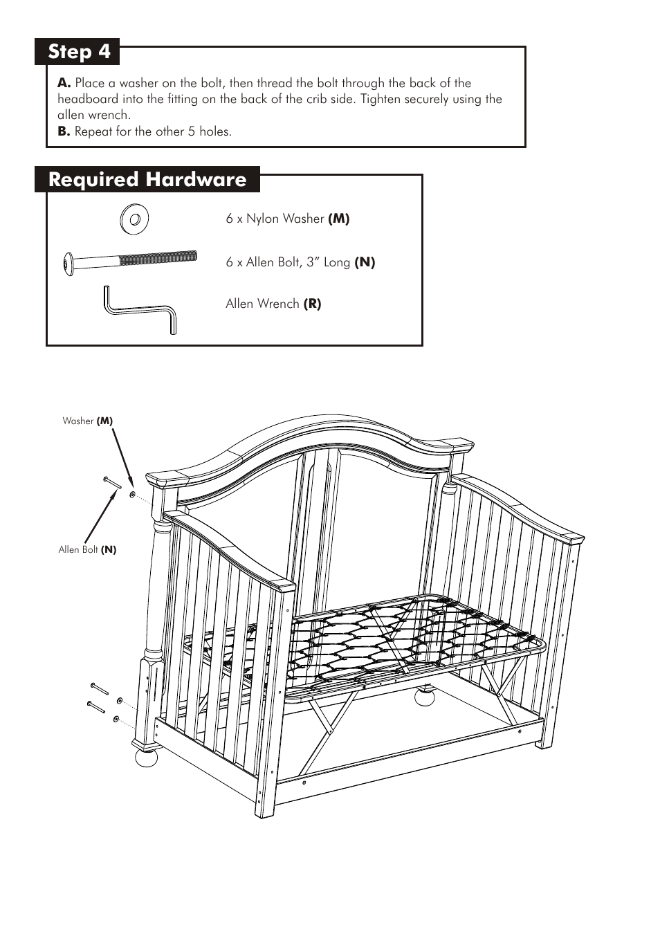 Step 4, Required hardware | Westwood Design Monterey Convertible Crib