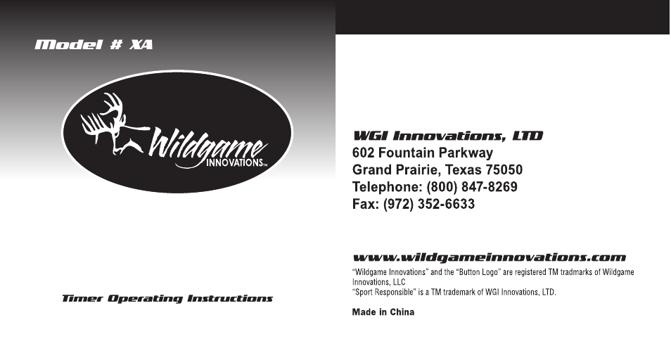 Wildgame Innovations XA-timer User Manual | 6 pages | Original mode