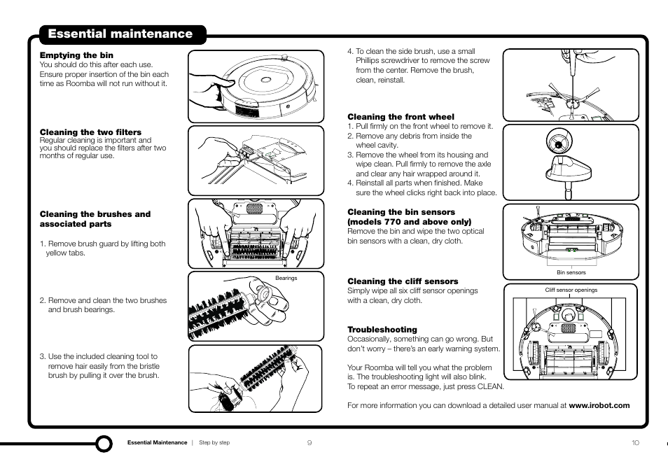 Essential maintenance | iRobot Roomba 700 Series User Manual | Page 6 / 9