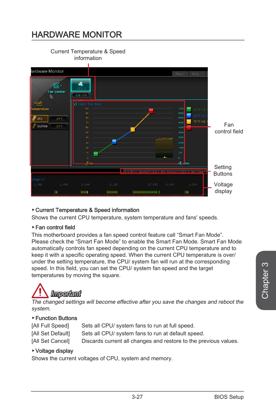 Hardware monitor -27, Chapter 3, Hardware monitor | MSI Z97 GAMING 5 AC