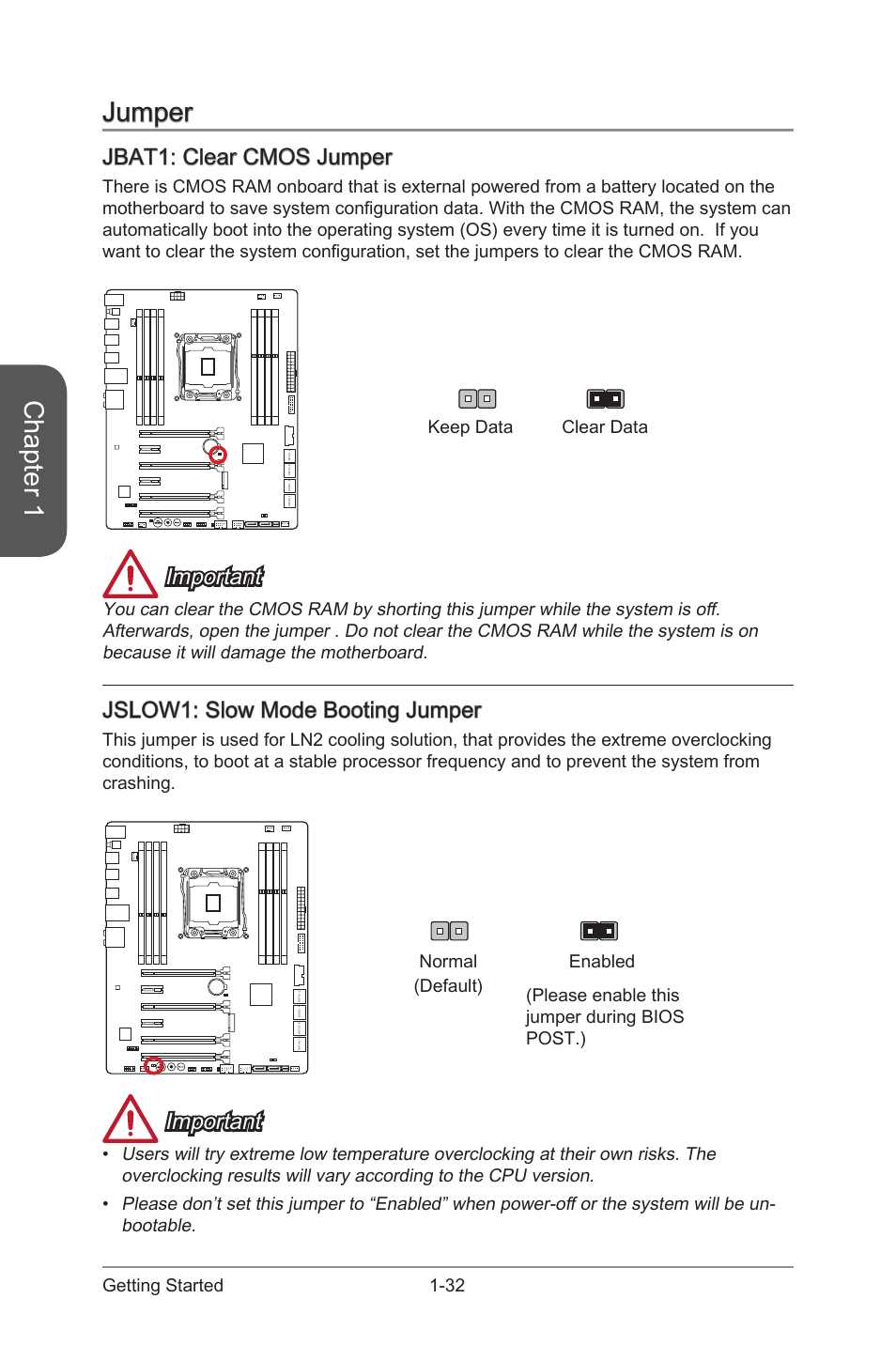Jumper, Jbat1: clear cmos jumper, Jslow1: slow mode booting jumper