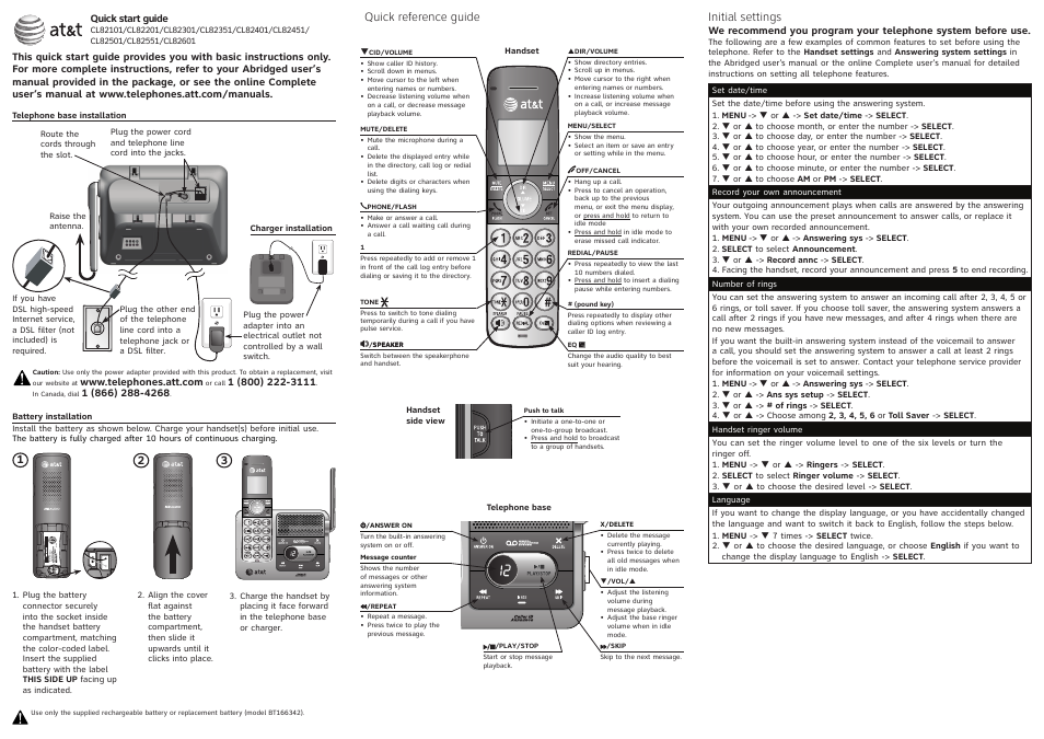 AT&T CL82301 User Manual | 2 pages