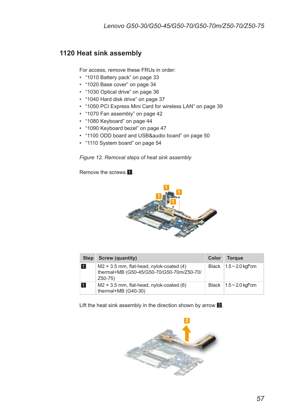 1120 heat sink assembly | Lenovo G50-45 Notebook Lenovo User Manual