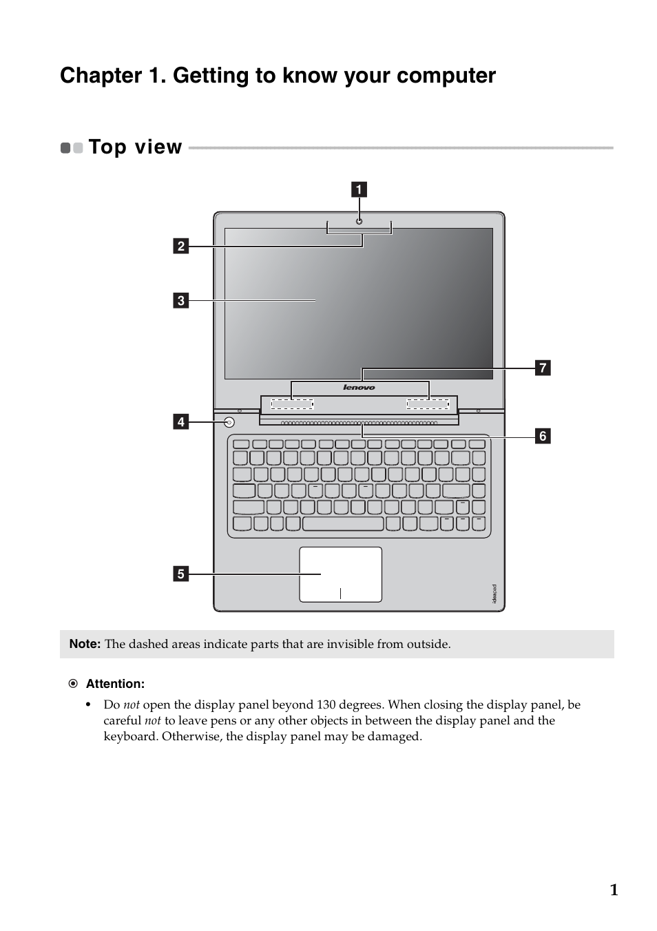 Chapter 1. getting to know your computer, Top view | Lenovo IdeaPad