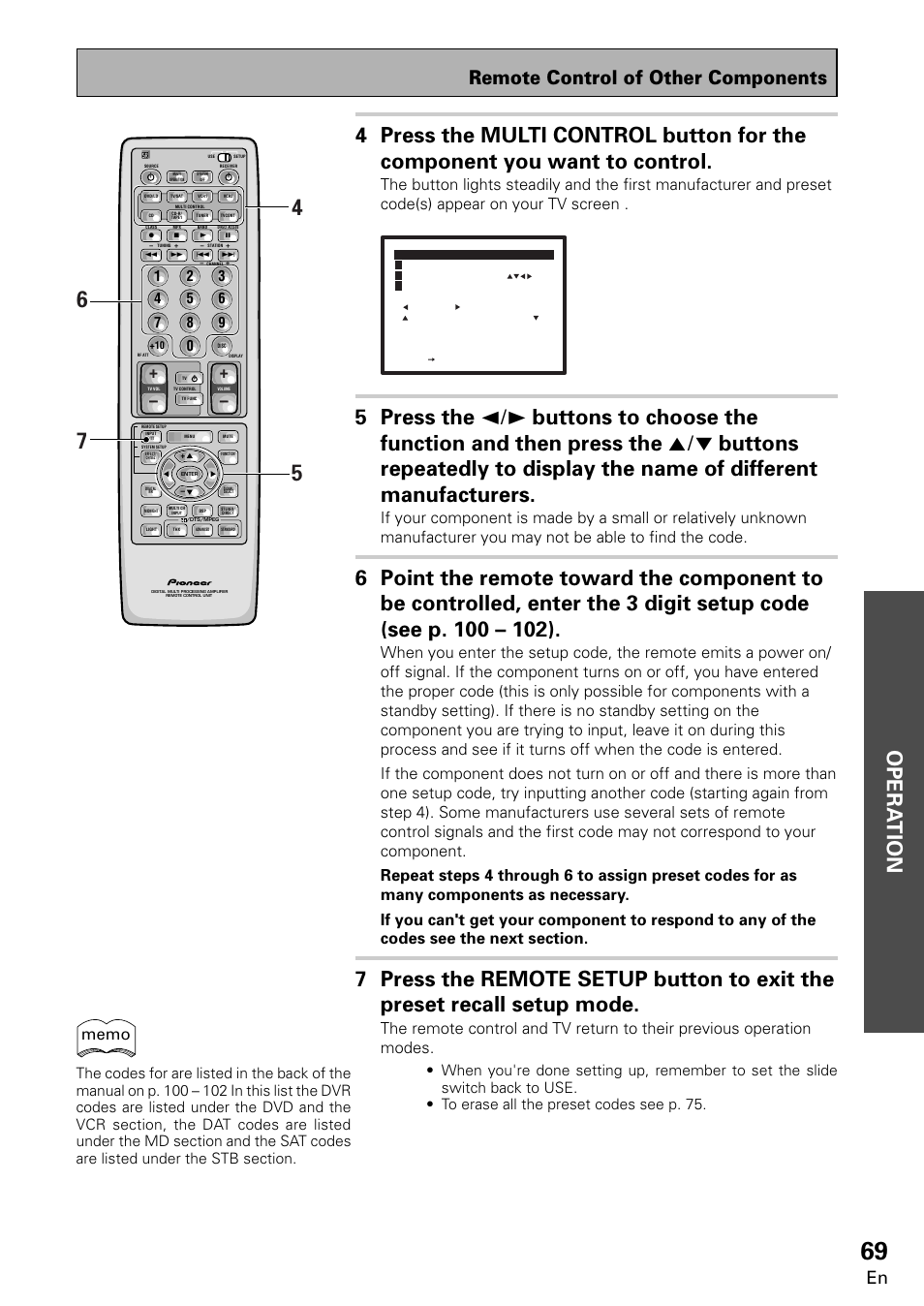 Remote control of other components | Pioneer VSX-859RDS-G User Manual