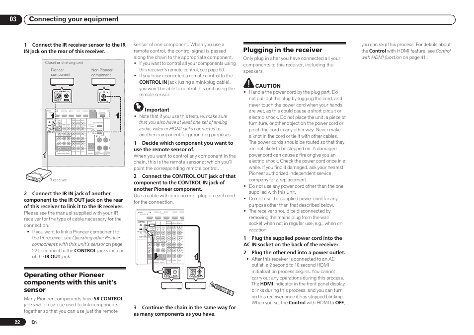 Caution, Important | Pioneer VSX-921 User Manual | Page 22 / 92