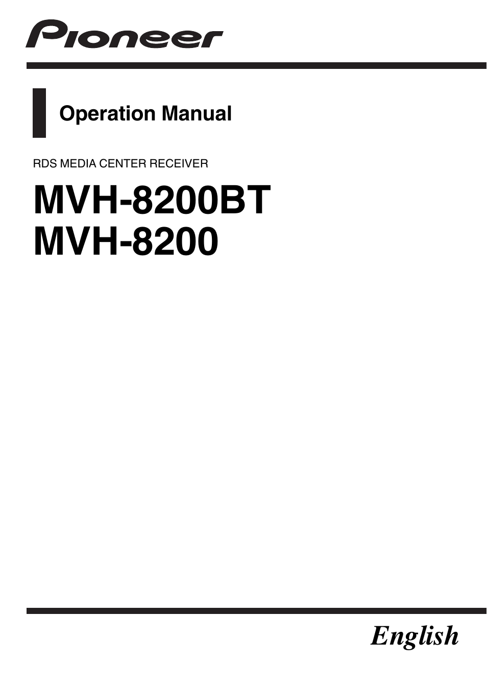 Pioneer MVH-8200BT User Manual | 48 pages | Also for: MVH-8200