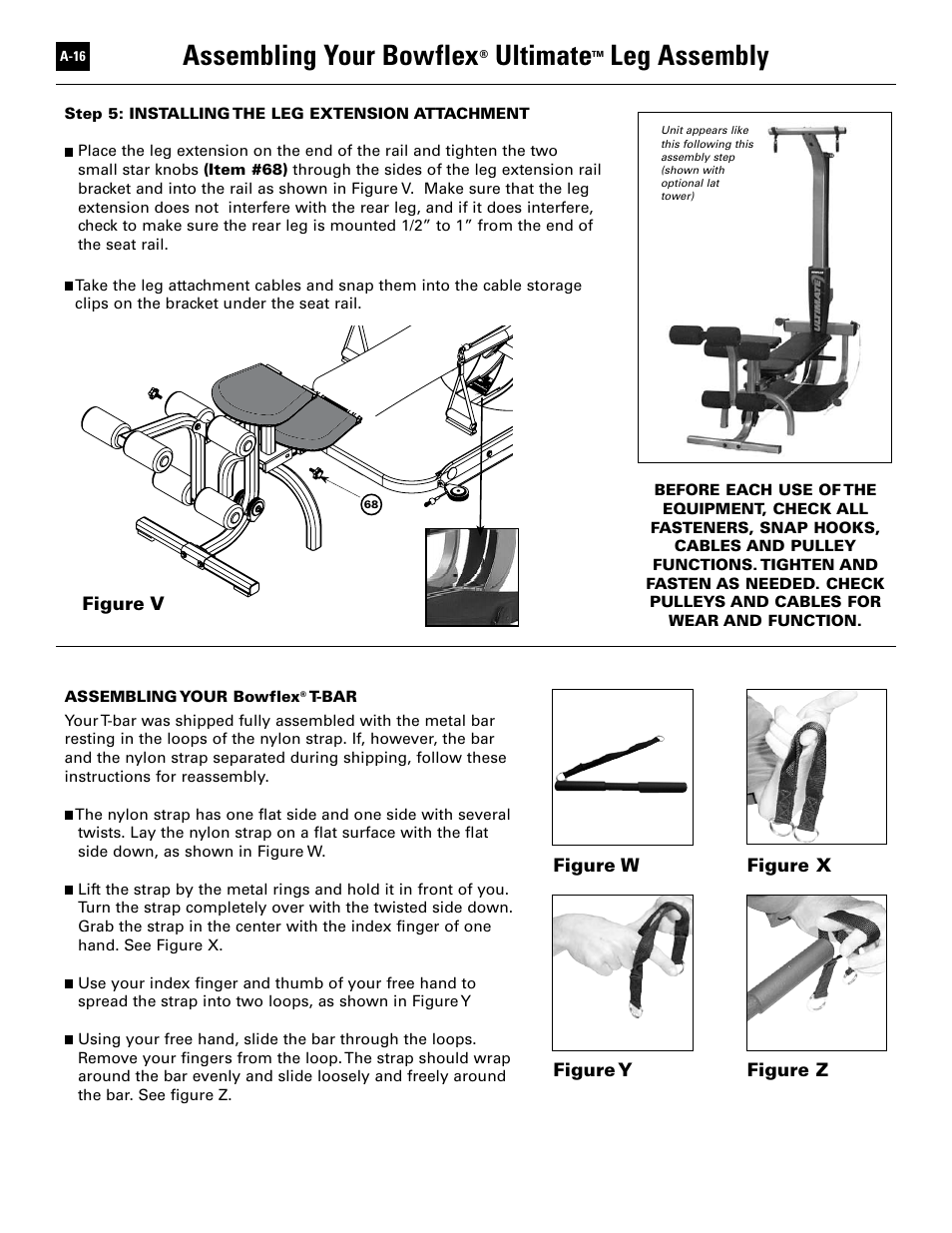 Assembling your bowflex, Ultimate, Leg assembly | Bowflex Ultimate User ...