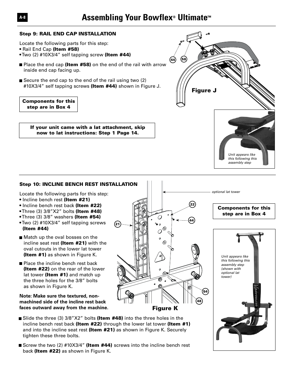 Assembling your bowflex, Ultimate | Bowflex Ultimate User Manual | Page
