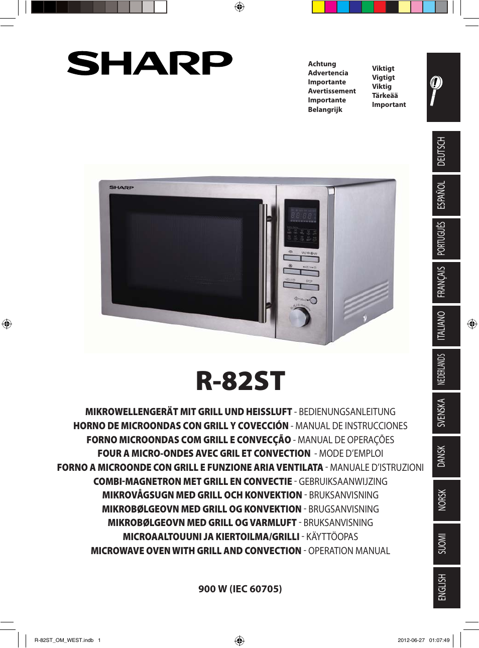 Sharp R-82STW Four à micro-ondes combiné User Manual | 180 pages | Also