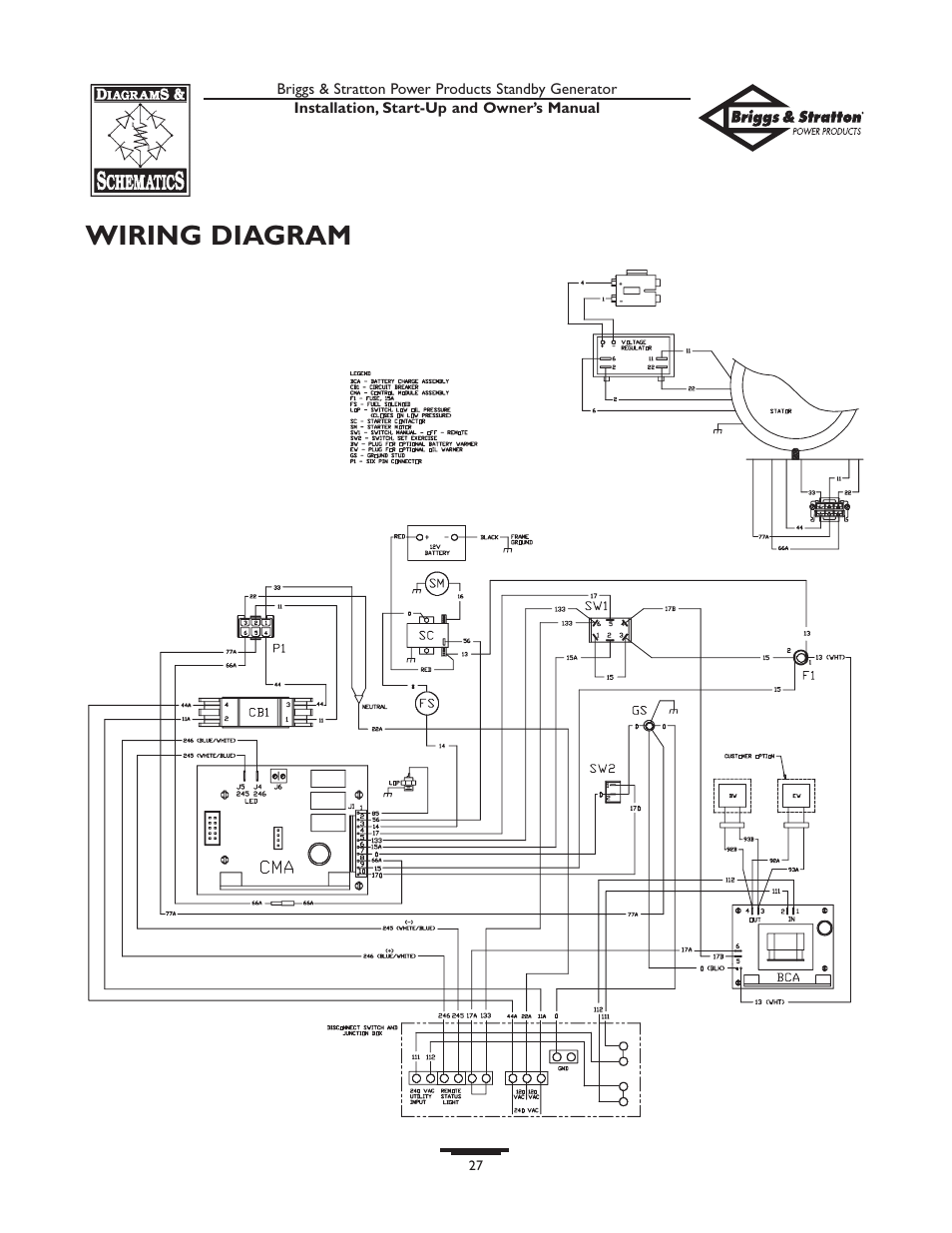 Wiring diagram | Briggs & Stratton 01897-0 User Manual | Page 27 / 84
