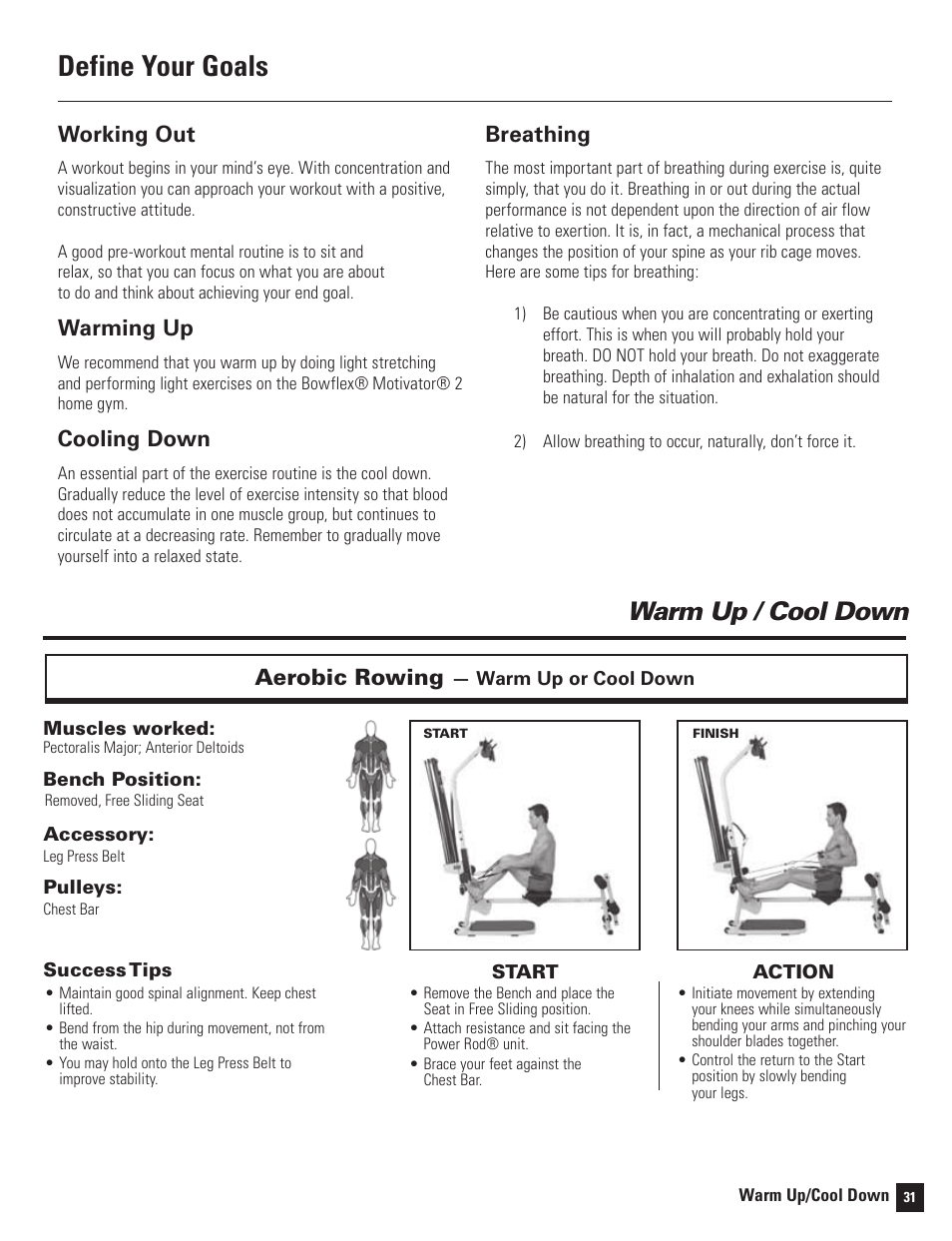 Bowflex Motivator Exercise Chart