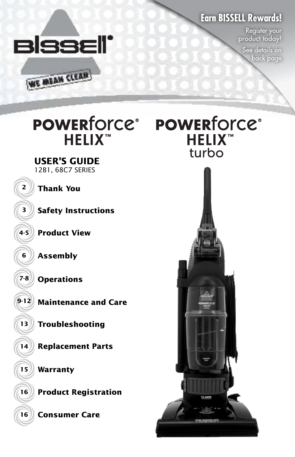 Bissell Powerforce HELIX 12B1 series User Manual | 16 pages | Also for
