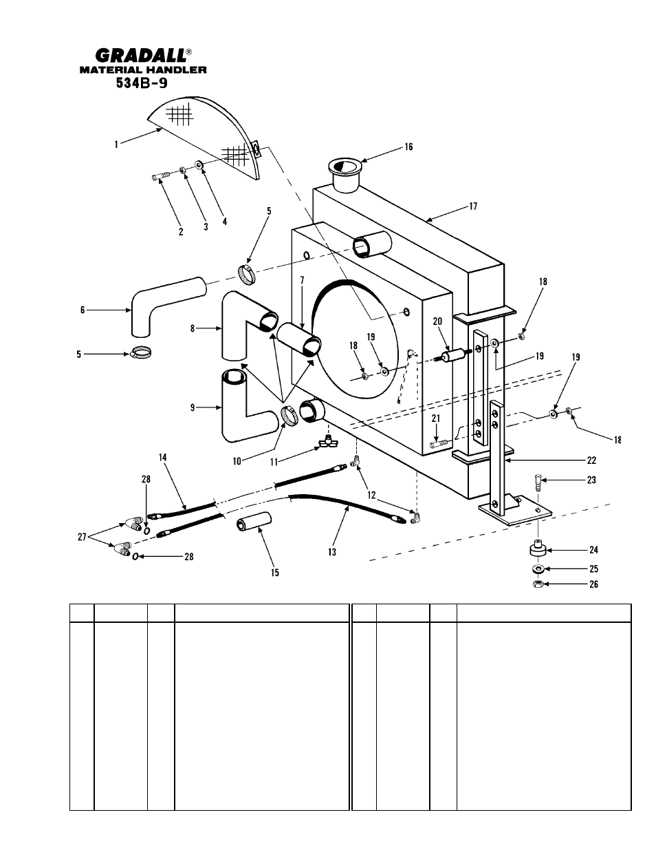 Engine & attaching parts radiator & hoses | Gradall 534B-9 Parts Manual