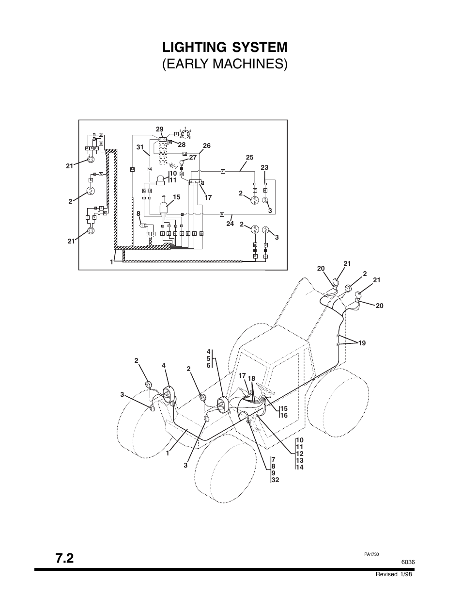 Lighting system (early machines) | SkyTrak 6036 Parts Manual User