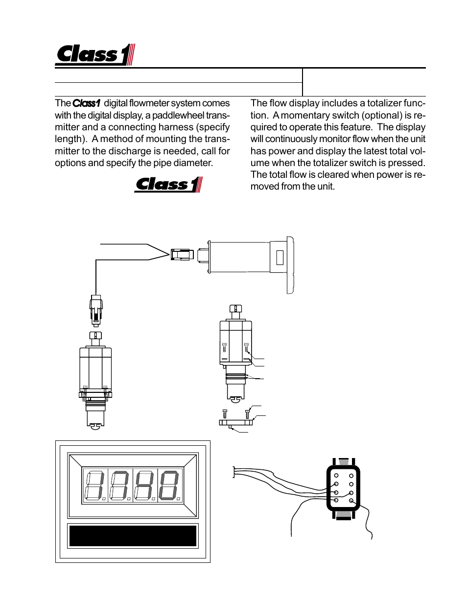 Flow meter, Paddlewheel installation Class1 Digital Flow Meter User