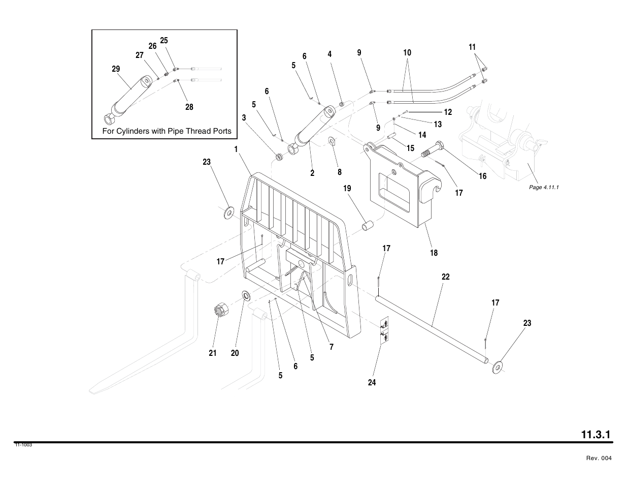 Standard tilting fork carriage assembly | Lull 644B Parts Manual User