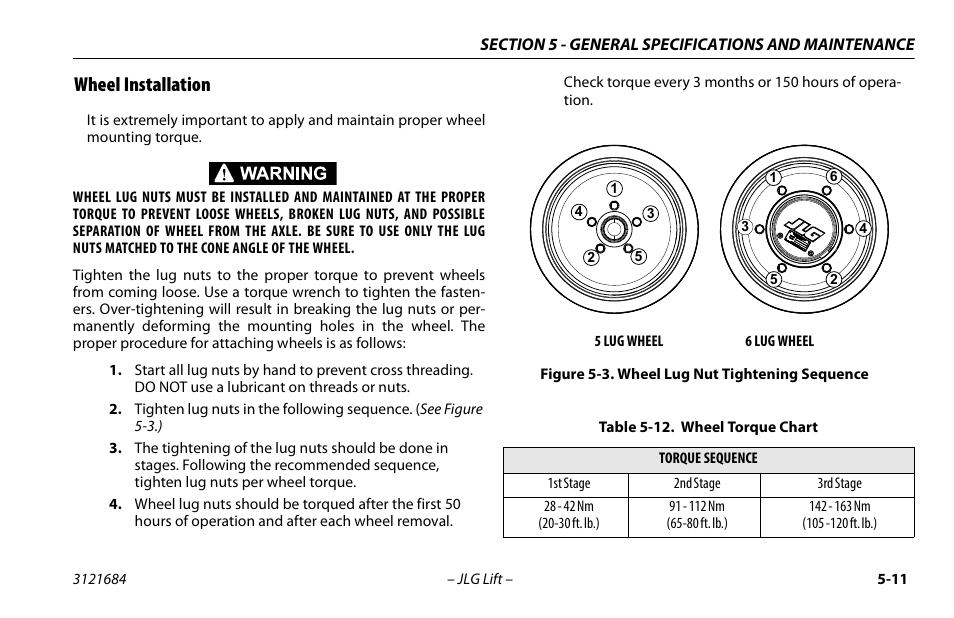 Wheel Lug Nut Torque Application Chart