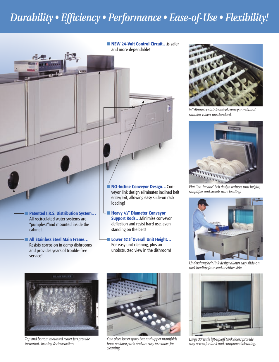 Flight-type dishwashers | Blakeslee Dishwashing & Kitchen Equipment User Manual | Page 3 /