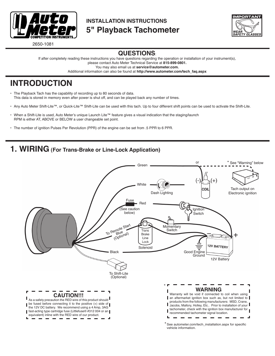 Auto Meter 3966 User Manual