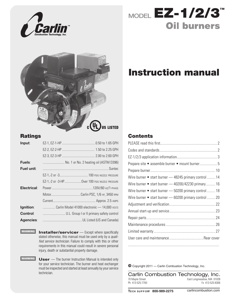 Carlin EZ-1/2/3 User Manual | 28 pages