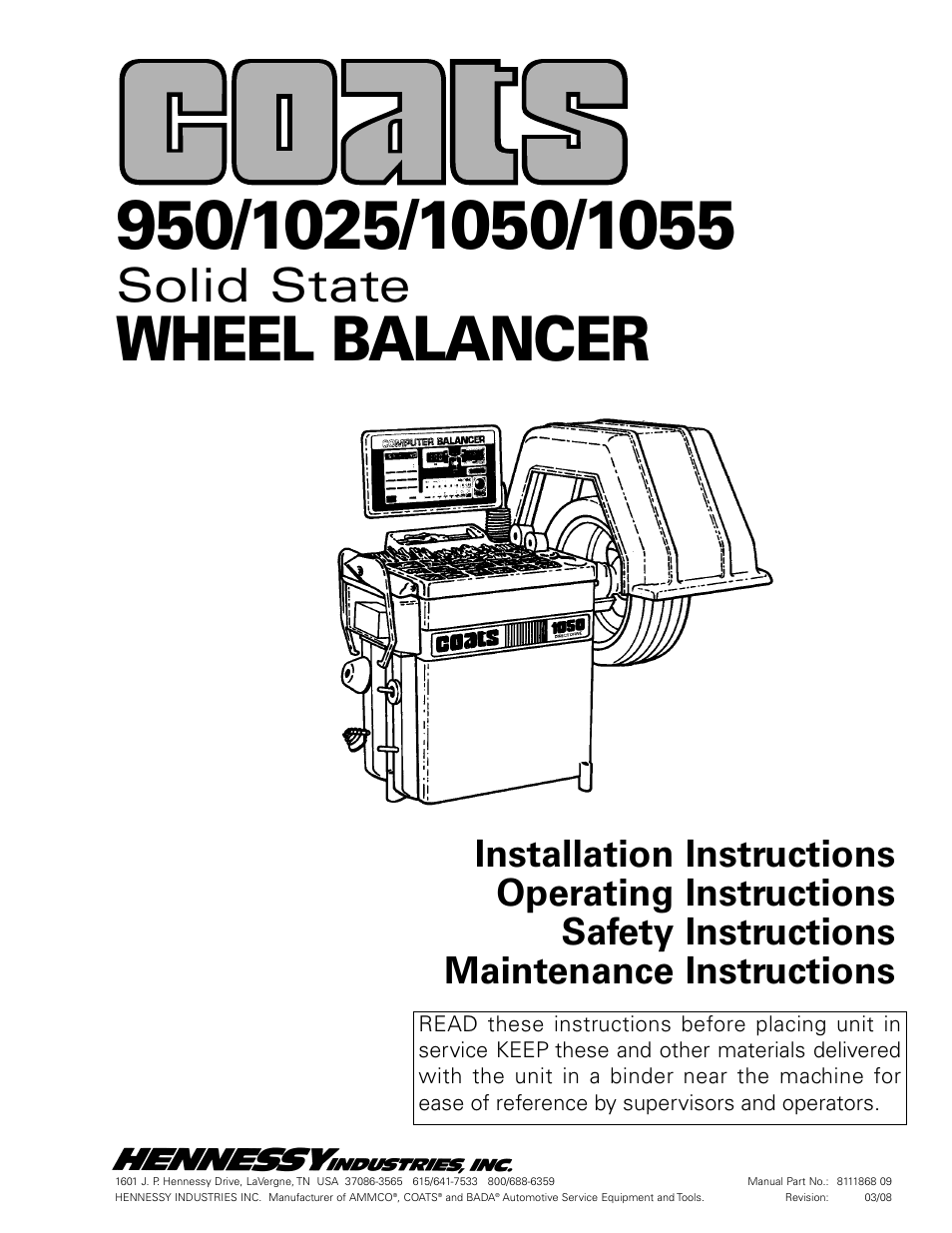 COATS 1055 Balancer User Manual | 24 pages | Also for: 1050 Balancer