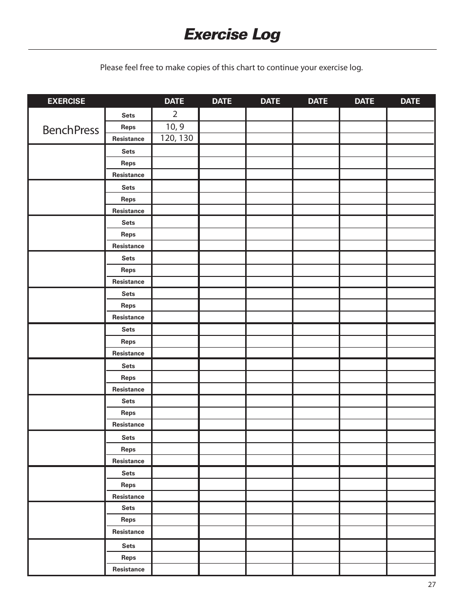 Exercise Reps And Sets Chart