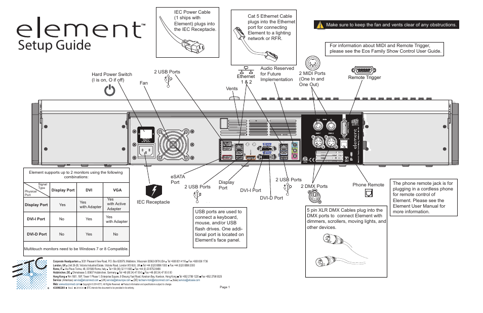 ETC Element Setup Guide User Manual | 1 page