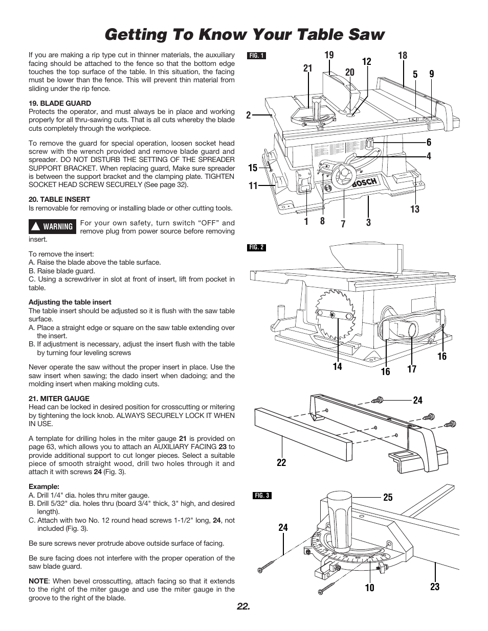 Getting To Know Your Table Saw Bosch 4000 User Manual Page 22 68