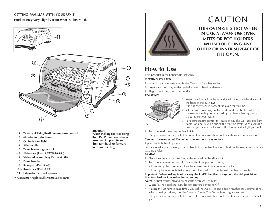 How to use | Black & Decker TOASTER-R-OVEN CTO649 User Manual | Page 3