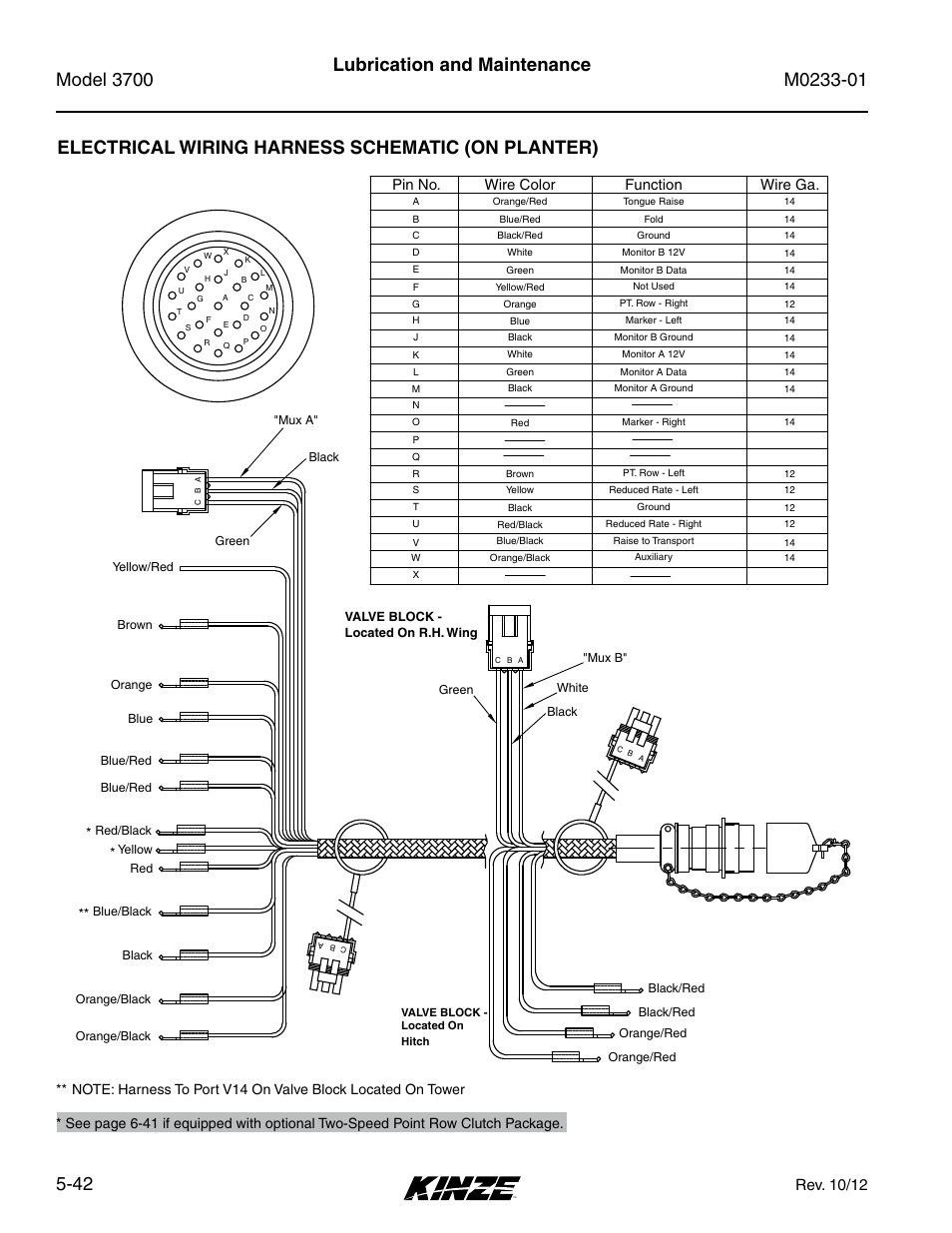 Electrical Wiring Harness Schematic  On Planter   Rev  10