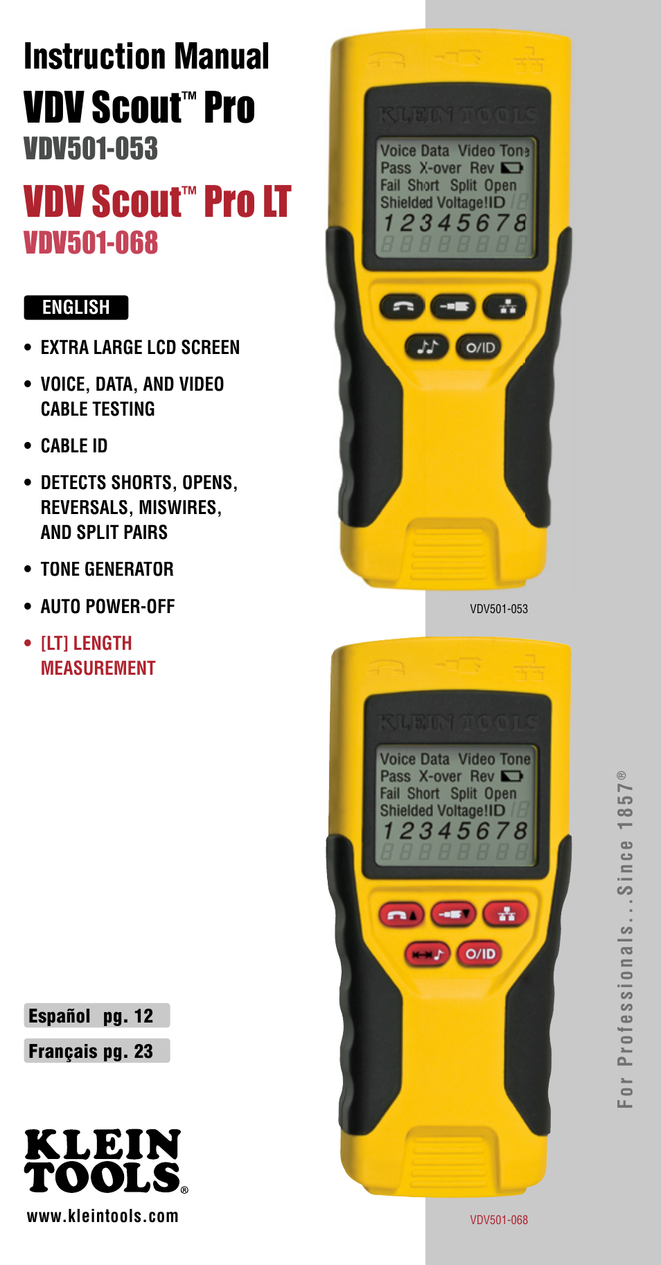Klein Tools VDV501-814 User Manual | 36 pages | Also for: VDV501-809