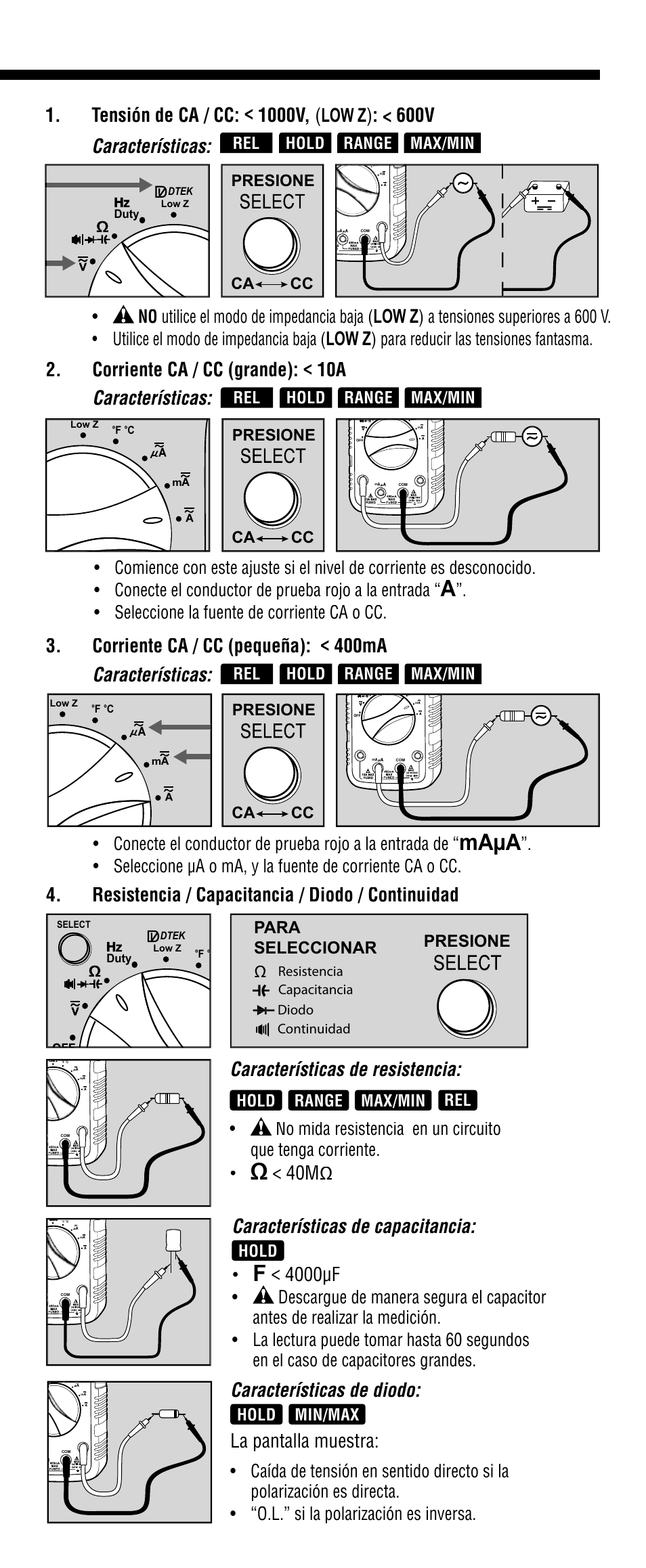Maµa, Low z, Corriente ca / cc (grande):