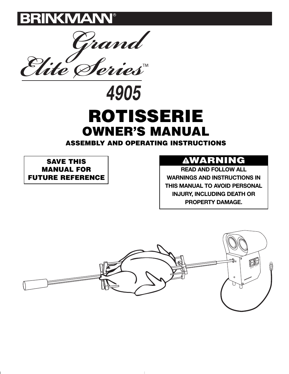 Brinkmann ROTISSERIE 4905 User Manual | 8 pages