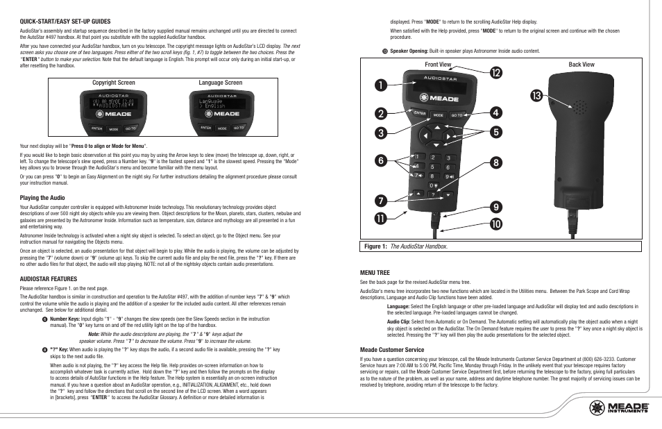 Meade Instruments LX90 AudioStar Addendum User Manual | Page 2 / 2