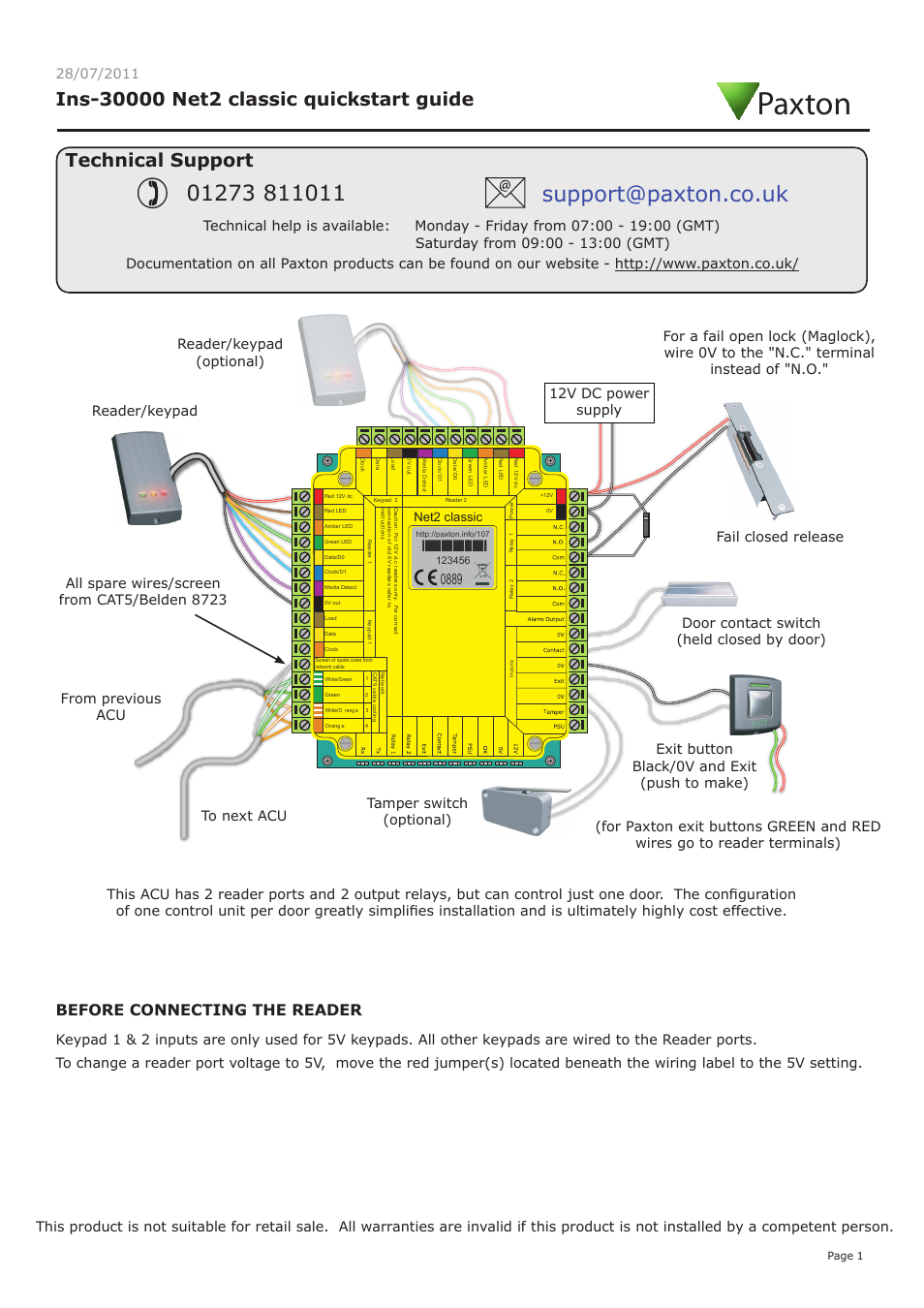Paxton Net2 Classic Quickstart Guide User Manual