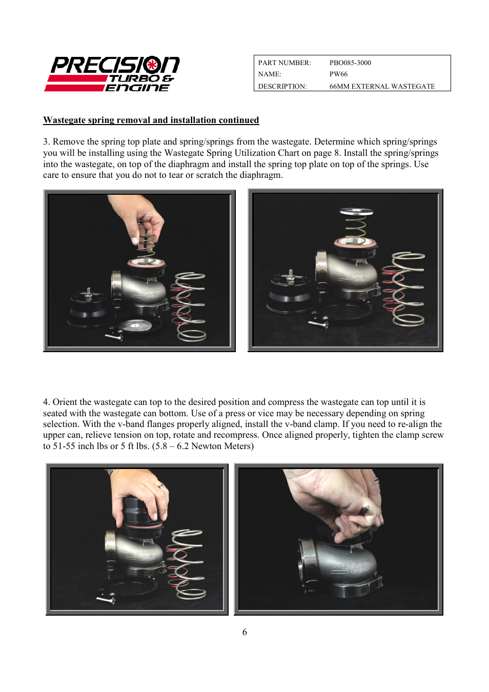 Precision Wastegate Spring Chart