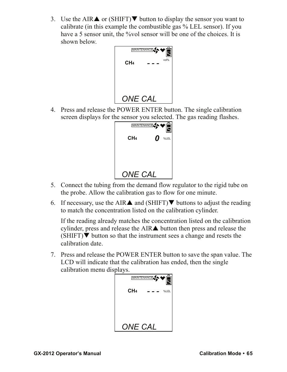 One cal | RKI Instruments GX-2012 Manual User Manual | Page 73 / 185