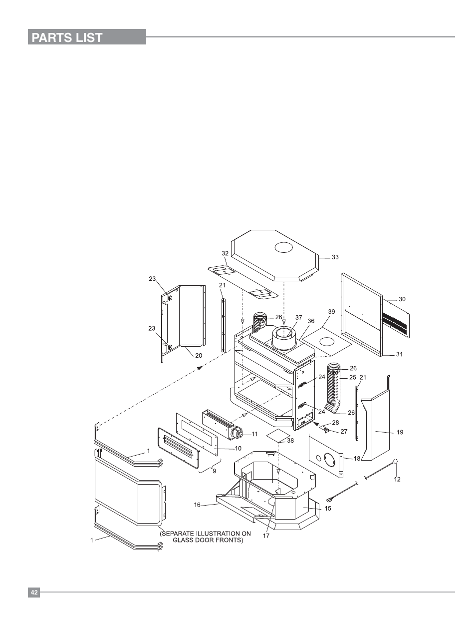 Parts list, Main assembly | Regency Ultimate U39 Medium Gas Stove User