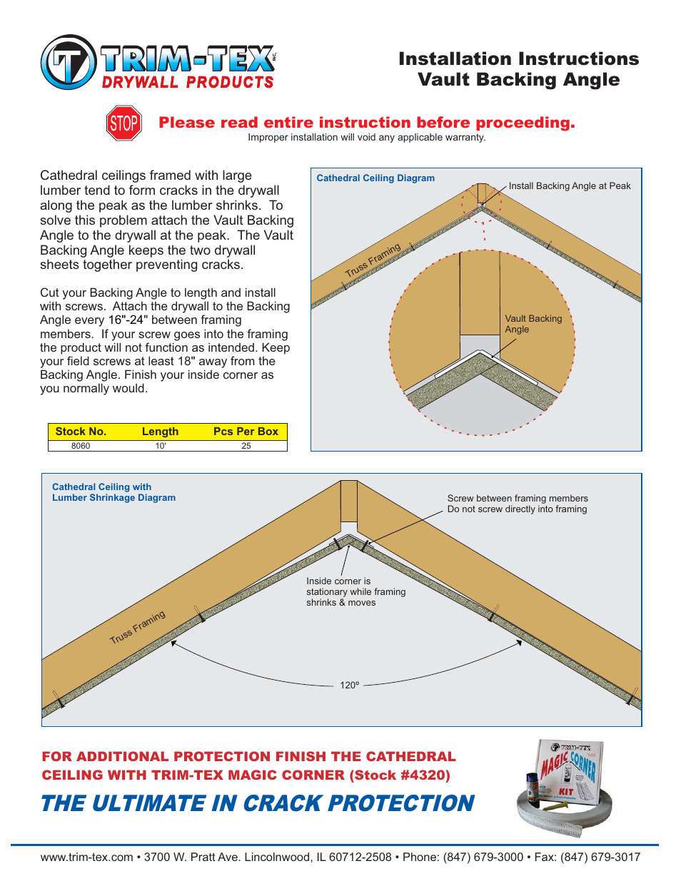 Trim Tex Vault Backing Angle User Manual 1 Page