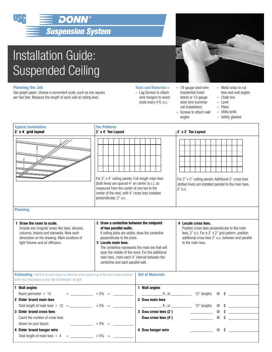 Usg Donn Suspended Ceiling User Manual 4 Pages