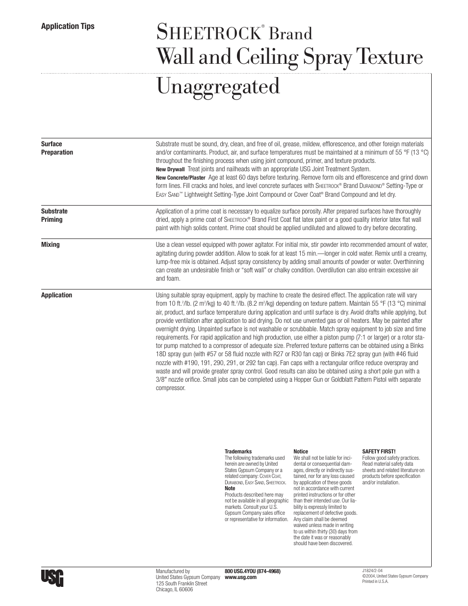 Usg Sheetrock Wall And Ceiling Spray Texture Unaggregated